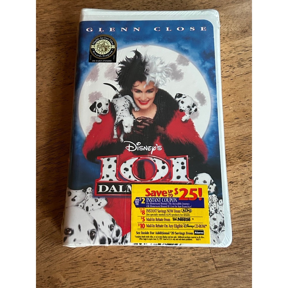Disney 101 Dalmatians VHS 1997 Glenn Close‎ Live Action Factory Sealed Clamshell